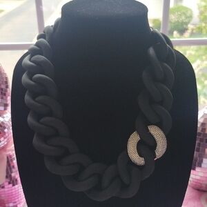 Chico's Black and Silver Chunky Chain Necklace